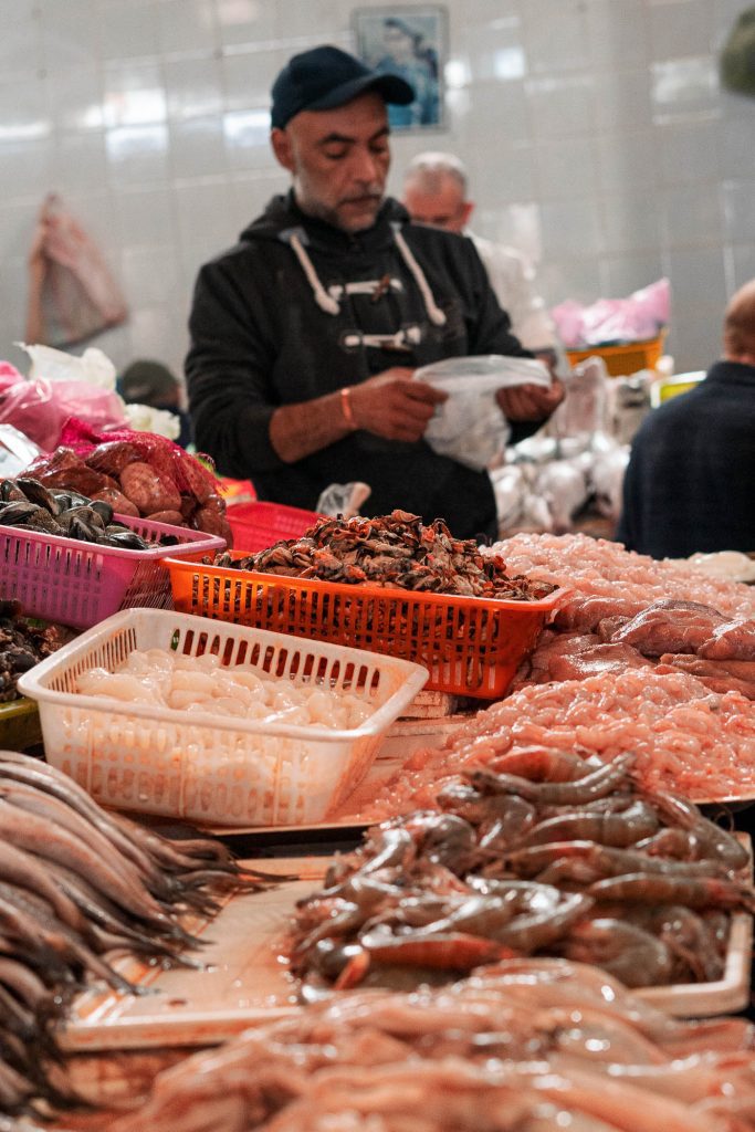 Fish Monger in Tangier Fish Market Fish Monger in Tangier Fish Market