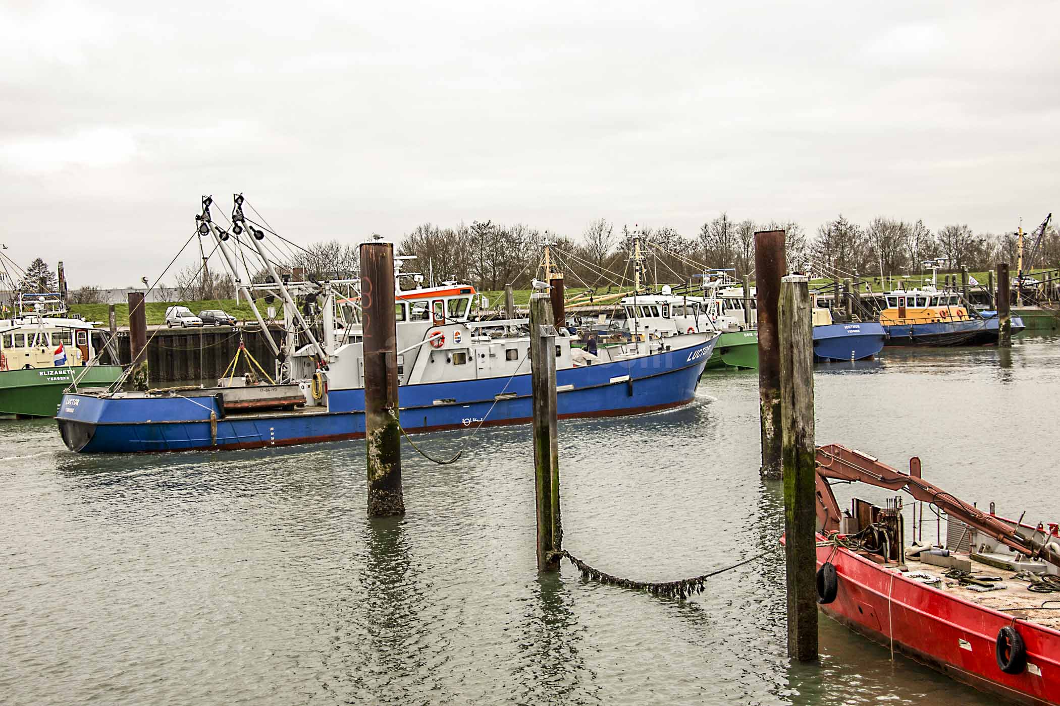 A mussels boat was moored in Yerseke Port
